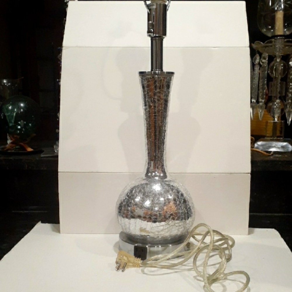 Silver Mercury Crackle Glass Table Lamp. Startex Osage